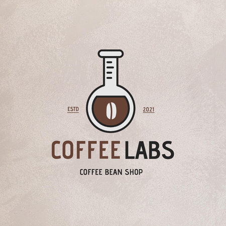 Coffee Beans Shop Ad with Test Flask Logo tervezősablon