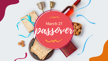 Passover Greeting with Traditional Food FB event cover Design Template