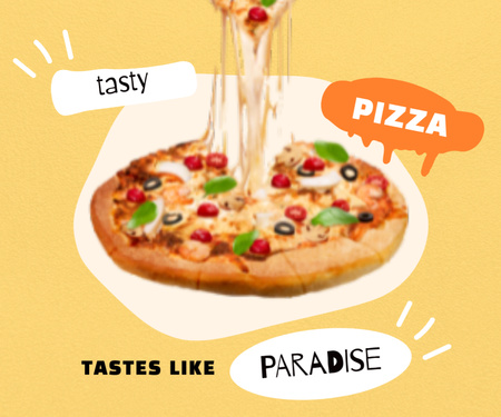 Ontwerpsjabloon van Medium Rectangle van heerlijke pizza aanbieding