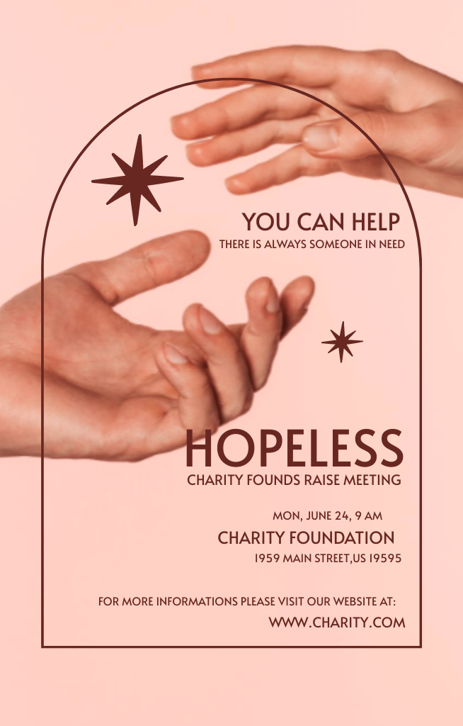 Platilla de diseño Charity Founds Raise Meeting Ad With Hands in Pink Invitation 4.6x7.2in