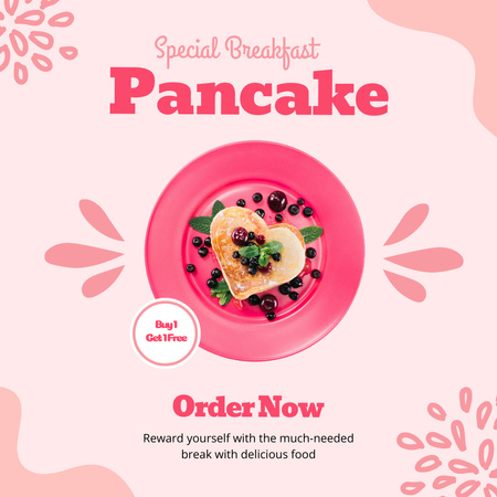 Designvorlage bäckerwerbung mit leckeren pfannkuchen für Instagram
