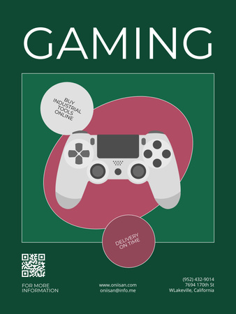 Gaming Gear Ad with Console Poster US Design Template