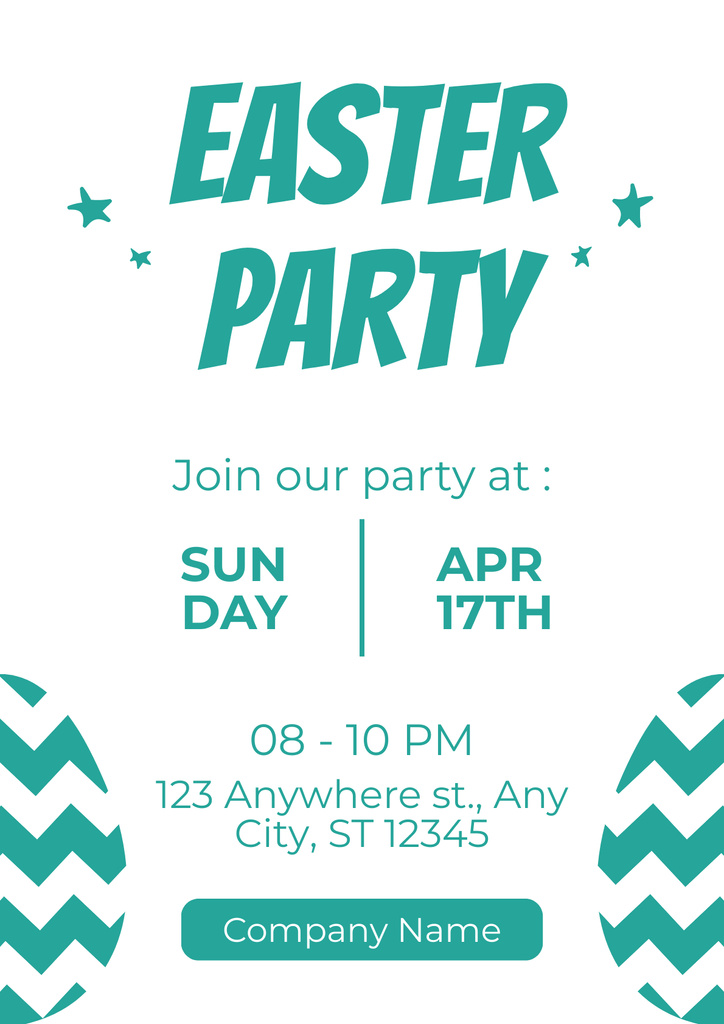 Easter Party Announcement in Blue and White Poster Tasarım Şablonu