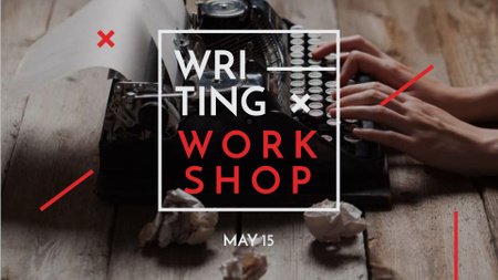 Template di design Woman typing on Vintage Typewriter FB event cover