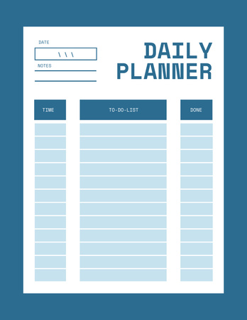 Minimal Daily Planner in Blue Notepad 8.5x11in Design Template