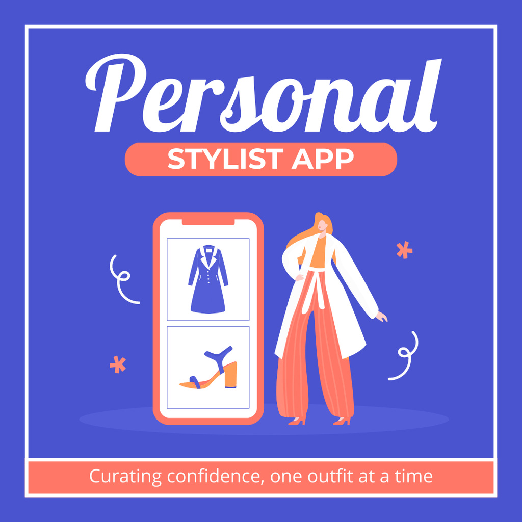 Personal Styling App to Use on Smartphone Instagram Šablona návrhu
