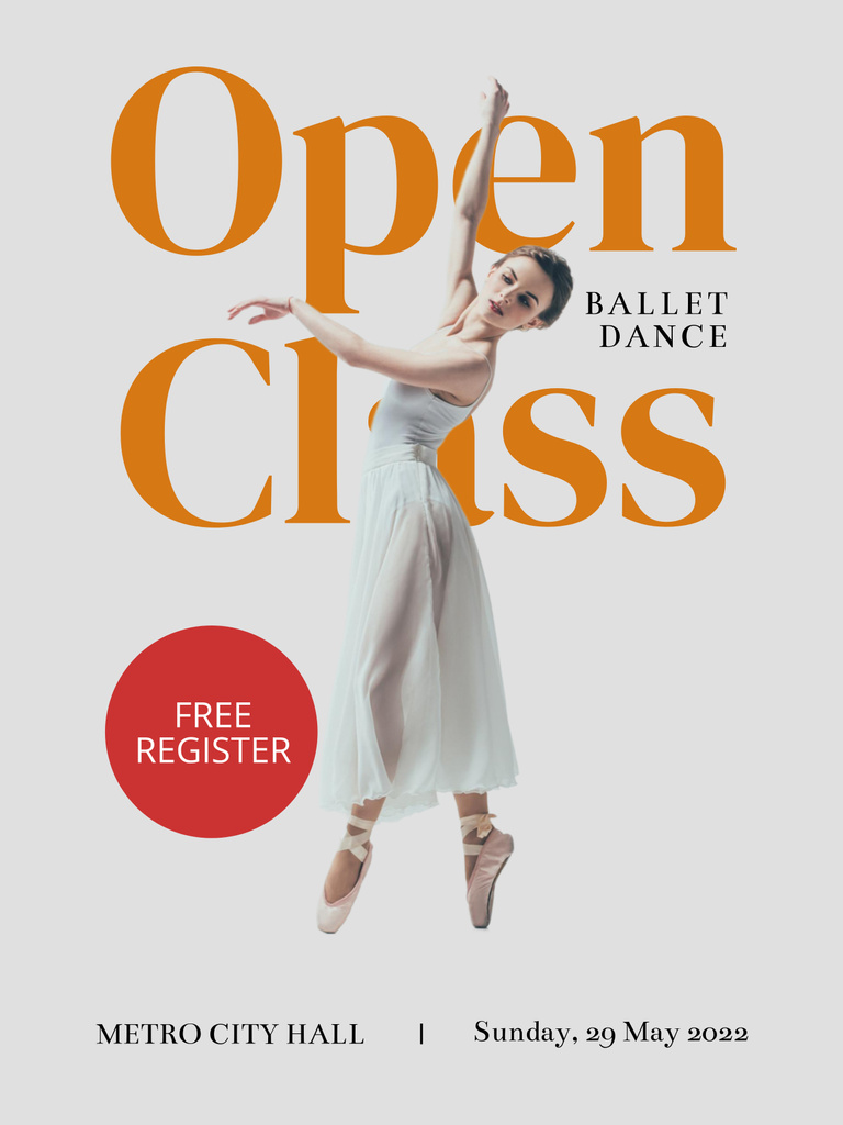 Designvorlage Free Ballet Class Advertising für Poster 36x48in