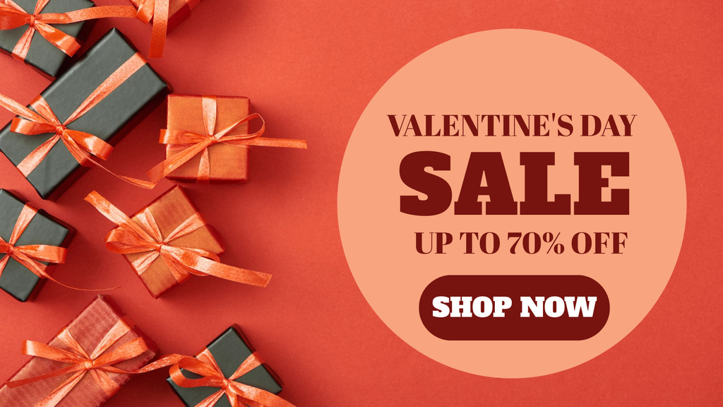 Valentine's Day Sale with Gift Boxes FB event coverデザインテンプレート