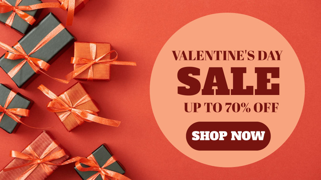 Platilla de diseño Valentine's Day Sale with Gift Boxes FB event cover