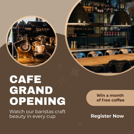 Plantilla de diseño de Gran evento de inauguración de un vibrante café con premios Instagram AD 