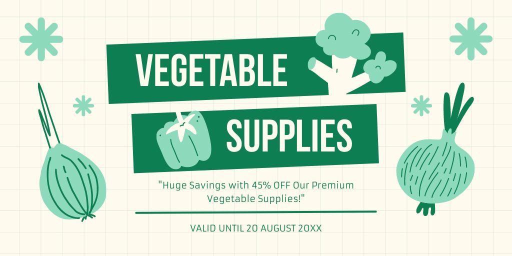 Offer Discounts on Vegetable Supplies Twitterデザインテンプレート