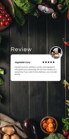 Ontwerpsjabloon van Graphic van Food Review with Vegetables on Table