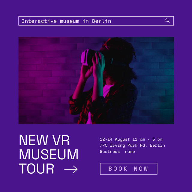 Virtual Museum Tour Announcement Animated Postデザインテンプレート
