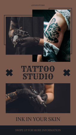 Plantilla de diseño de Tatuaje abstracto negro en oferta de estudio profesional Instagram Story 