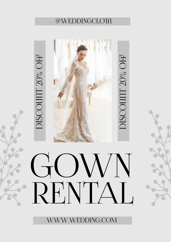 Bridal gown rental grey Poster Design Template