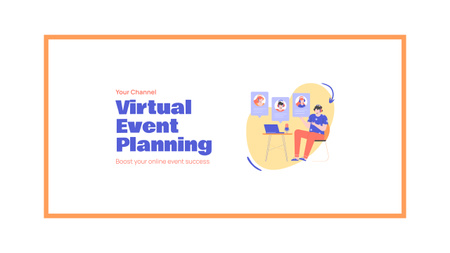 Template di design Servizi di pianificazione di eventi con persone in riunioni virtuali Youtube