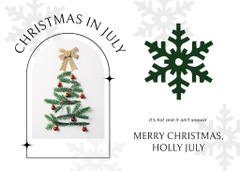 Merry Christmas in July Greeting Card with Green Snowflake
