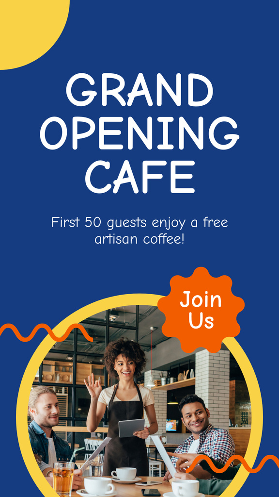 Grand Opening Cafe Event With Special Coffee For Guests Instagram Story Πρότυπο σχεδίασης