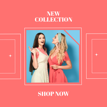 New Collection Ad With Colorful Dresses Instagram Design Template