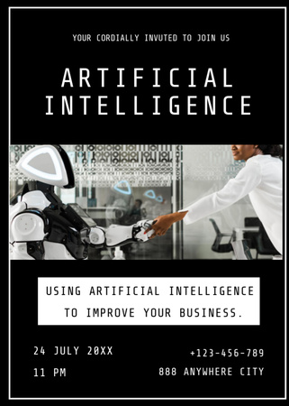 Designvorlage Artificial Intelligence In Business Branches für Invitation