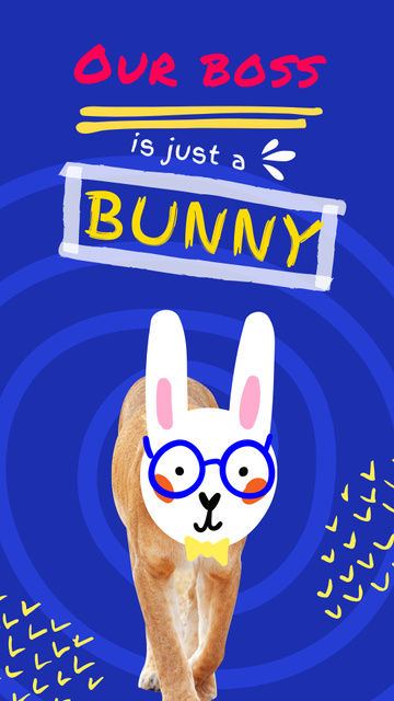 Funny Illustration of Lion with Rabbit Head Instagram Story – шаблон для дизайну
