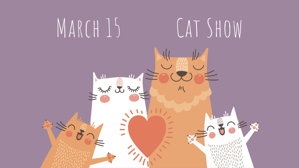 Pet Show ad with Cute Cats FB event cover Design Template