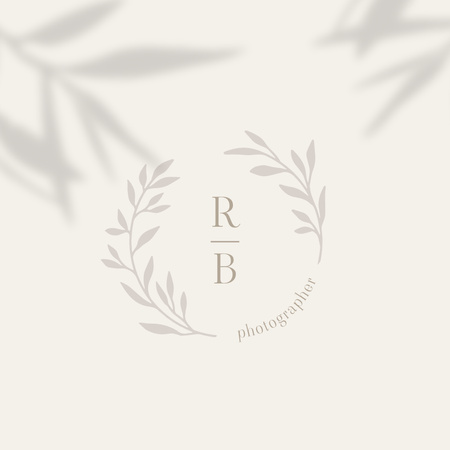 Emblem of Photographer with Delicate Branches Logo Design Template