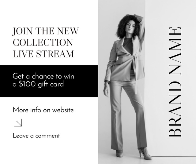 Plantilla de diseño de Live Stream Announcement about New Fashion Collection Facebook 