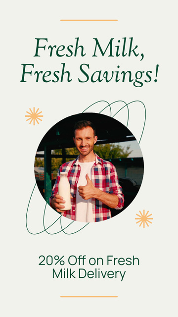 Ontwerpsjabloon van Instagram Video Story van Savings with Fresh Milk Purchase