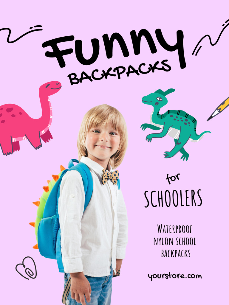 Funny Backpacks for School Poster USデザインテンプレート
