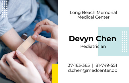 Pediatrician Services Offer With Child Hands Business Card 85x55mm Design Template