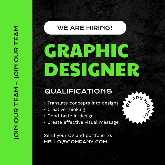 Graphic Designer Job Vacancy Ad Instagram Modelo de Design