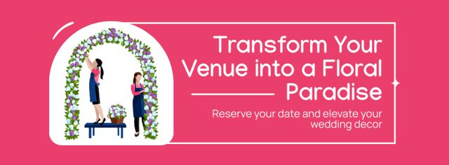 Modèle de visuel Offer to Reserve Date for Floral Wedding Decoration - Facebook cover