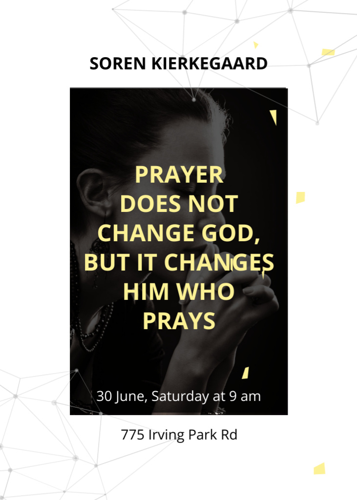 Template di design Religion Quote with Woman Praying Invitation