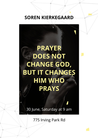 Religion Quote with Woman Praying Invitation Design Template