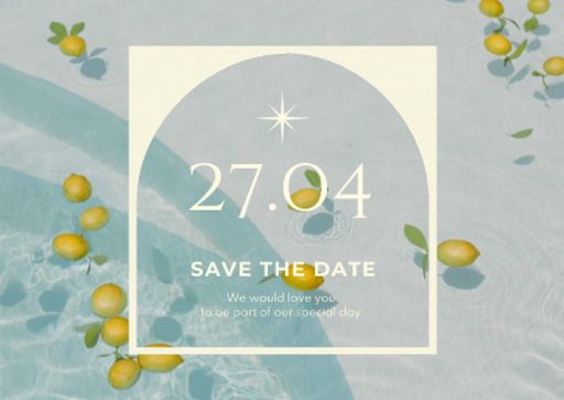 Wedding Announcement With Lemons In Water 