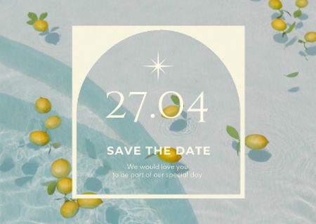 Wedding Announcement with Lemons in Water Card Design Template