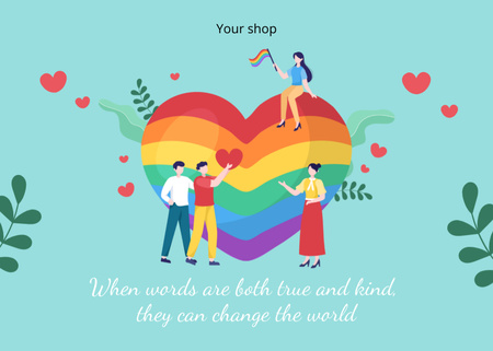 LGBT People with Rainbow Heart Postcard 5x7in tervezősablon