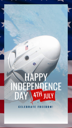 Designvorlage Glücklicher Unabhängigkeitstag USA mit Space Shuttle für TikTok Video