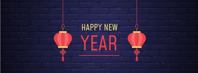 Chinese New Year Greeting with Lanterns Facebook cover Šablona návrhu
