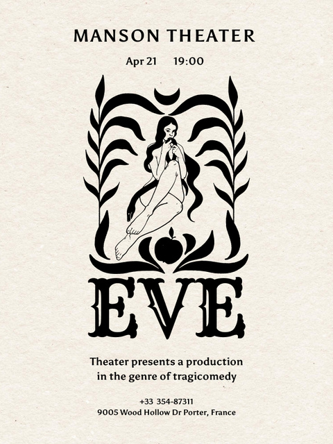 Theatrical Performance Announcement with Creative Illustration Poster US Design Template