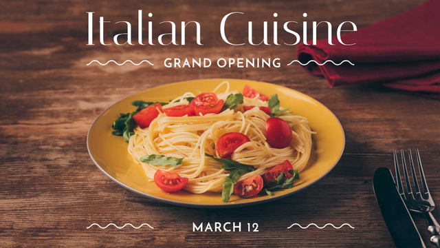 Pasta Restaurant opening tasty Italian Dish FB event cover tervezősablon