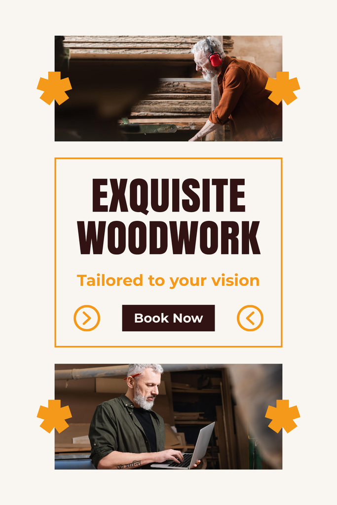 Szablon projektu Ad of Exquisite Woodwork Services Pinterest