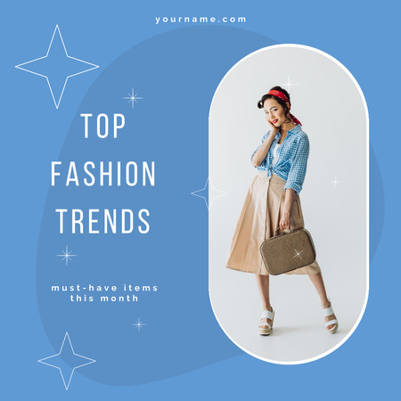 Ontwerpsjabloon van Instagram van Top Fashion Trends on Blue