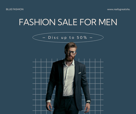 Muotiale miesten vaatteet Facebook Design Template