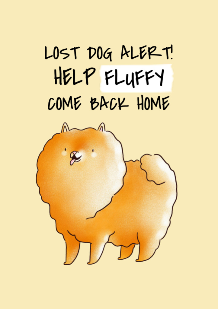 Designvorlage Announcement about Missing Dog with Cute Illustration für Flyer A7