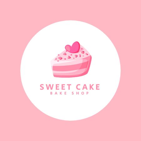 Bakery Ad with Piece of Cake Logo tervezősablon