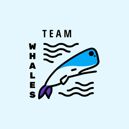 Sport Team Emblem with Whale Logo tervezősablon