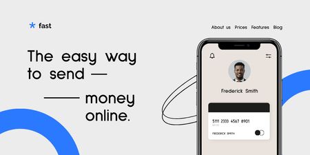 Financial Application promotion with Phone Twitter Tasarım Şablonu