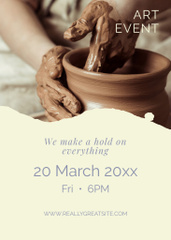 Pottery Workshop Ad with Potter Making Ceramic Pot